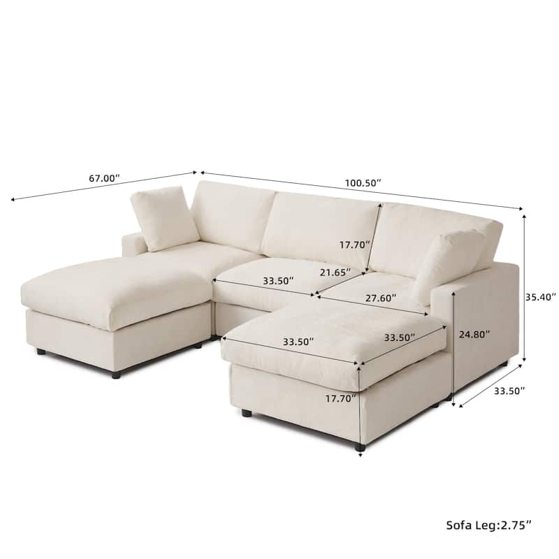 Modern Cloud Sectional Couches for Living Room Set, Chenille U-shaped Sofa Couch