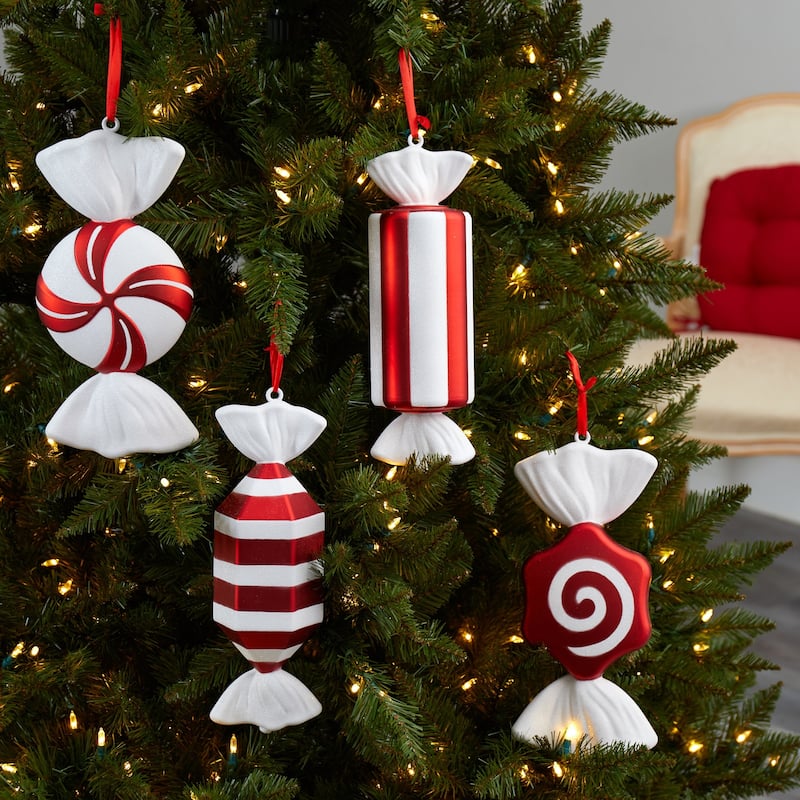 Set of 4 Shatterproof Candy Commercial Christmas Ornament 12"