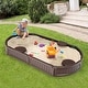 preview thumbnail 14 of 19, Costway 6F Wooden Sandbox with Built-in Corner Seat, Cover, Bottom - See Details
