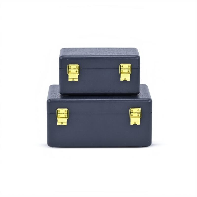 Sable Set of 2 Wooden Boxes with Gold Handles
