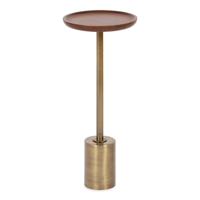Kate and Laurel Xyler Wood and Metal Drink Table - 10x10x24 - Walnut Brown/Gold
