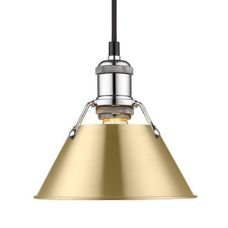 Yep by Golden Lighting Orwell 1-light 8in Pendant in Chrome and Brushed Champagne Brass shade - Silver