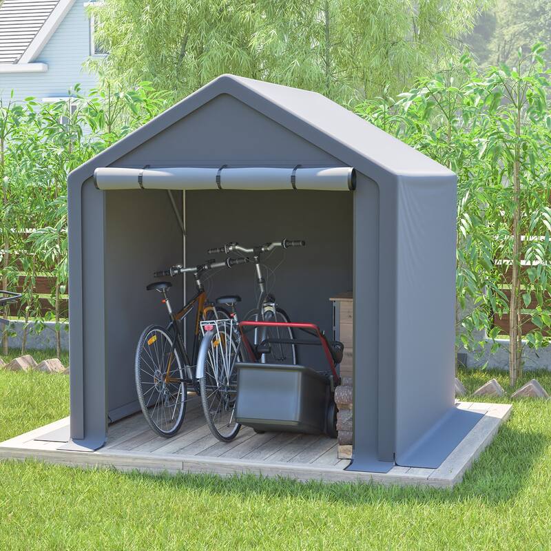 Anmytek 6x6 FT All-Season Storage Tent Quick-Install Waterproof & UV-Resistant Outdoor Shed - Grey