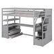 preview thumbnail 11 of 30, Twin Size Loft Bed with Desk, Shelves, Storage Staircase, and 2-Drawers in Grey for Maximized Space Bedroom