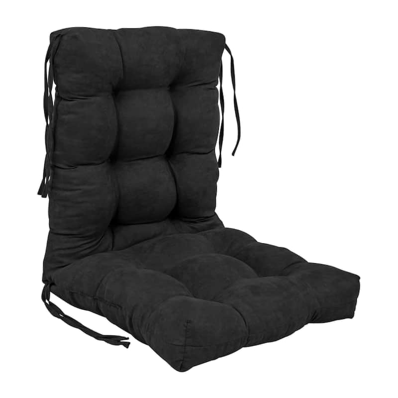 Multi-section Tufted Indoor Microsuede Seat/Back Chair Cushion (Multiple Sizes) - 18 x 38 - Black