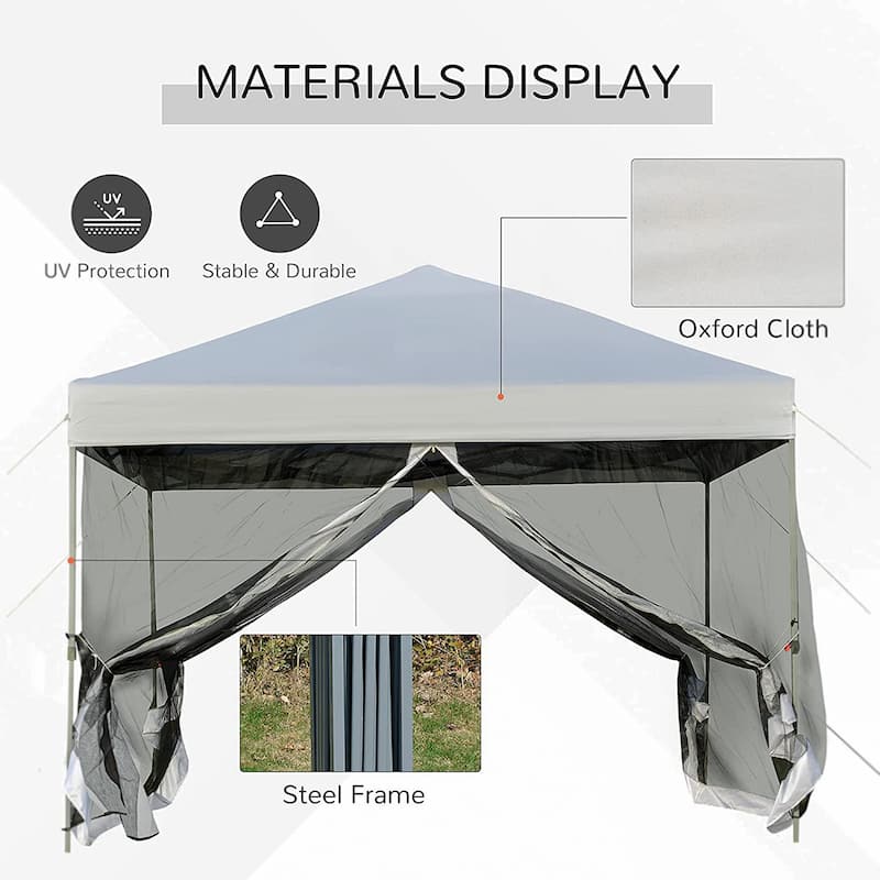 10' x 10' Pop Up Canopy Portable Folding Tent Gazebo Outdoor with Removable Sidewalls Mesh Curtains， Carrying Bag