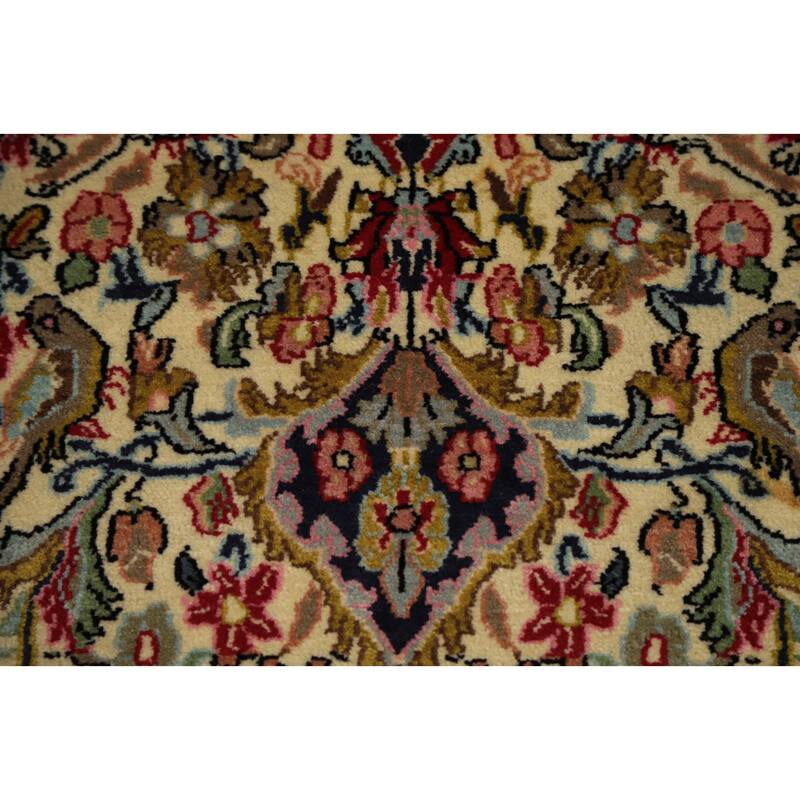 Hand Knotted Oriental 100% Wool Carpet Traditional Floral Beige & Ivories Qum Area Rug - 5' 10'' X 3' 9''