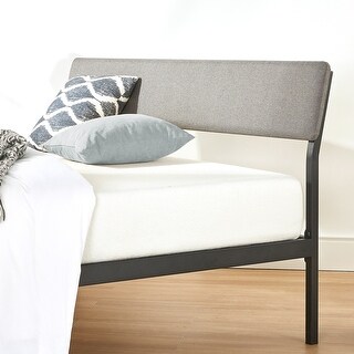 Crown Comfortkera Metal Platform Bed With Angled Upholstered Headboard Solid Wooden Slats Easy Assembly In Classic Grey Queen Dailymail Queen headboard with storage, queen headboard and frame, queen headboard ikea, queen headboard dimensions, queen headboard size, queen headboard and footboard. shop dailymail