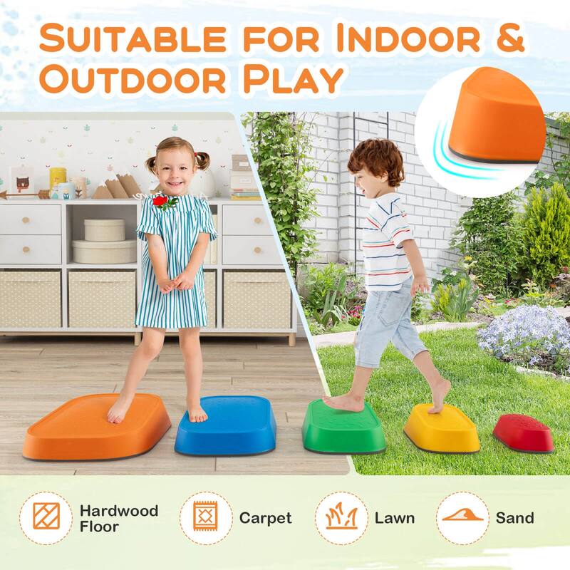 Costway 5 Pcs Balance Stepping Stones for Kids with Non-Slip Surface - See Details