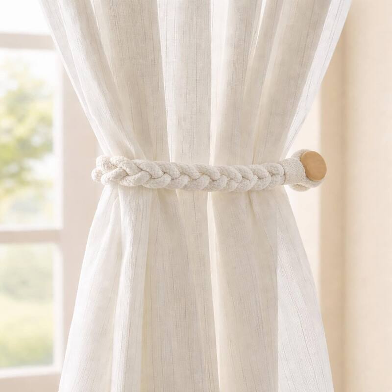 Braided Curtain Tiebacks with Magnetic Closure 19 x 0.5 in