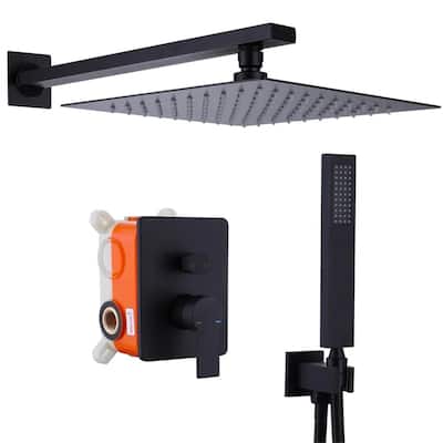 Wall Mounted Shower System With Hand Shower Rain 10 Inch Shower Head Bathroom Shower Faucet Set With Pressure Balanced Valve