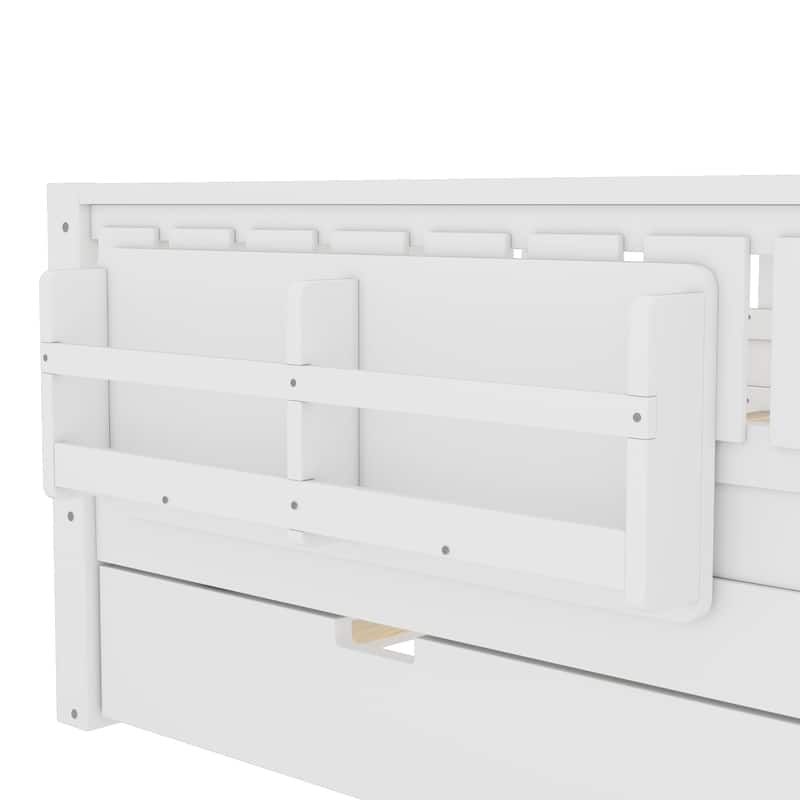 Full/Twin Loft Bed with Bookshelves, Safety Stairs & Trundle