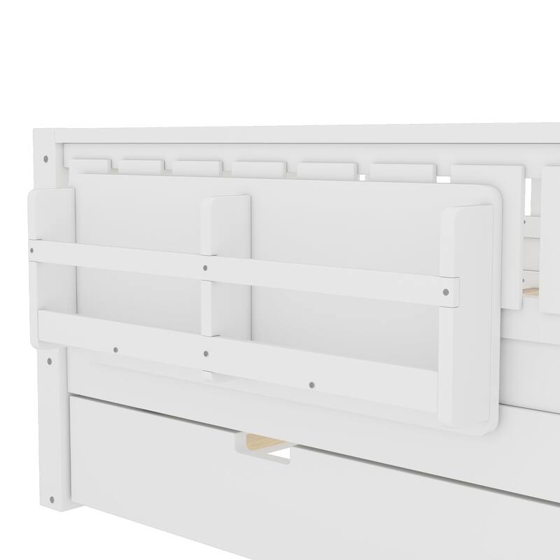 Full with Built-in Bookshelves and Small Staircase, High-Quality Safety Rails, and Trundle