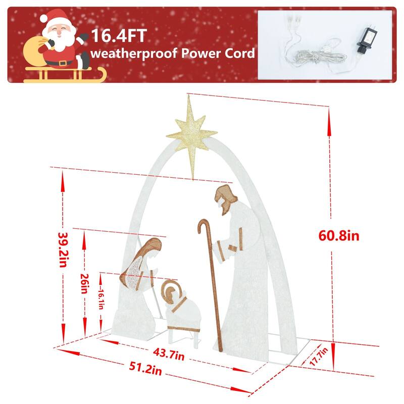 VEIKOUS 5 ft. LED Nativity Sence Set Christmas Holiday Yard Decoration