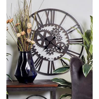 Black Metal Gear Decorative Wall Clock