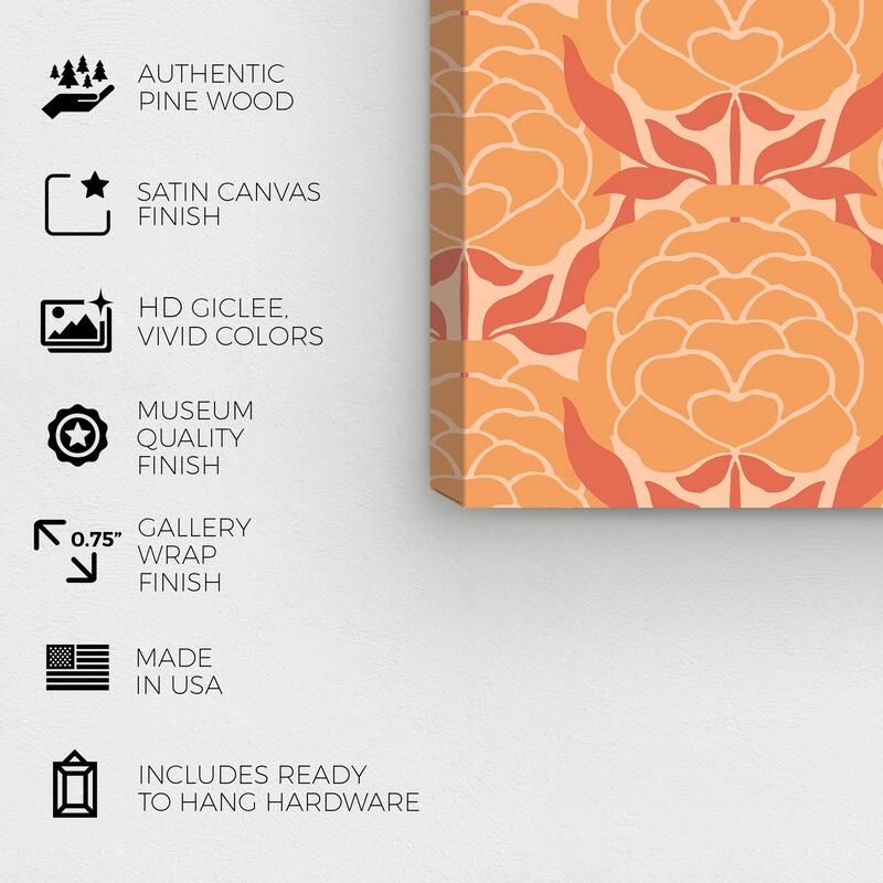 Wynwood Studio Canvas Abstract Floral Expansion Orange and Light Orange Modern & Contemporary Wall Art Canvas Print