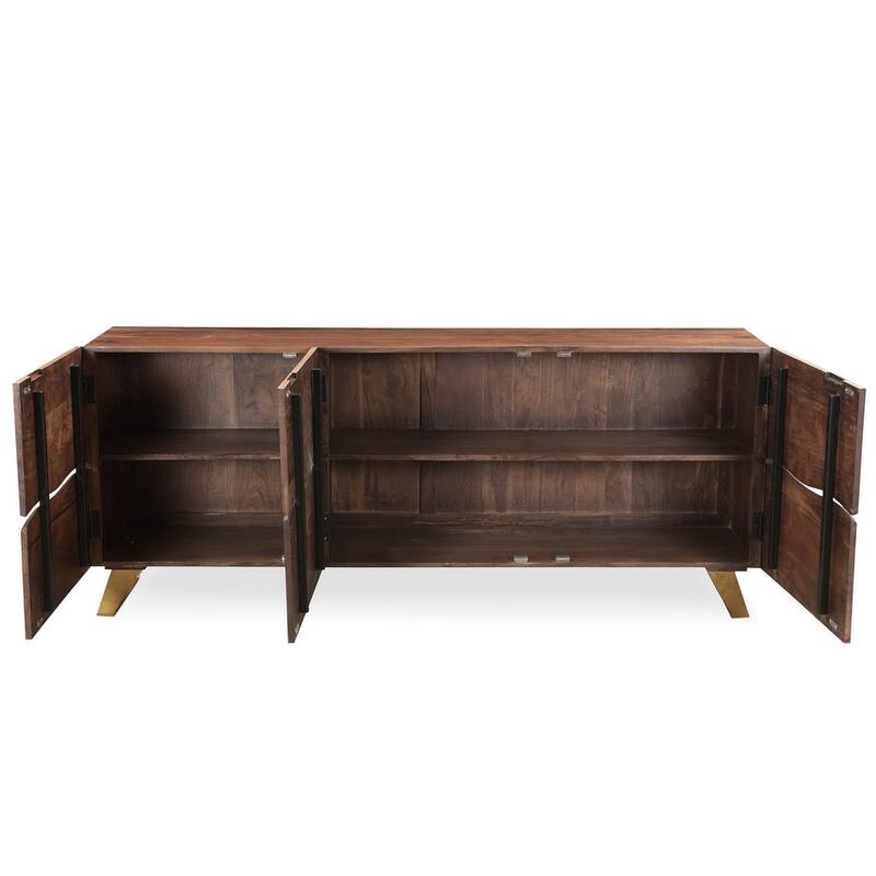 Handmade Seesham Wood Sideboard with Gold Legs (India)