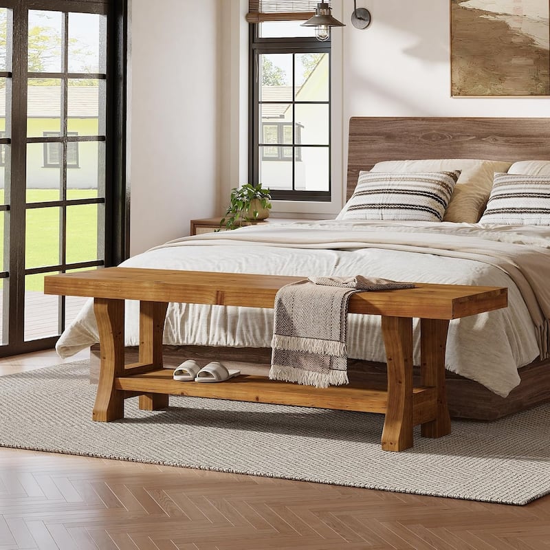 Solid Wood Entryway/ End of Bed/Dining/Hallway Bench. Long Indoor Dining Seat