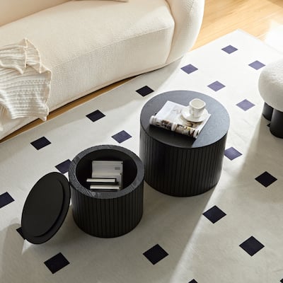 Modern Nesting Table Set Round Coffee Table with Waterproof and Wear-Resistant, for Living Room Seating Area