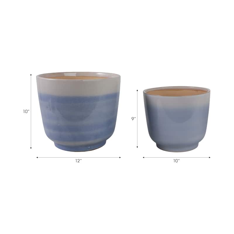 Ceramic Stone Planter Pots with Drainage Holes and Glossy Glazed Finish