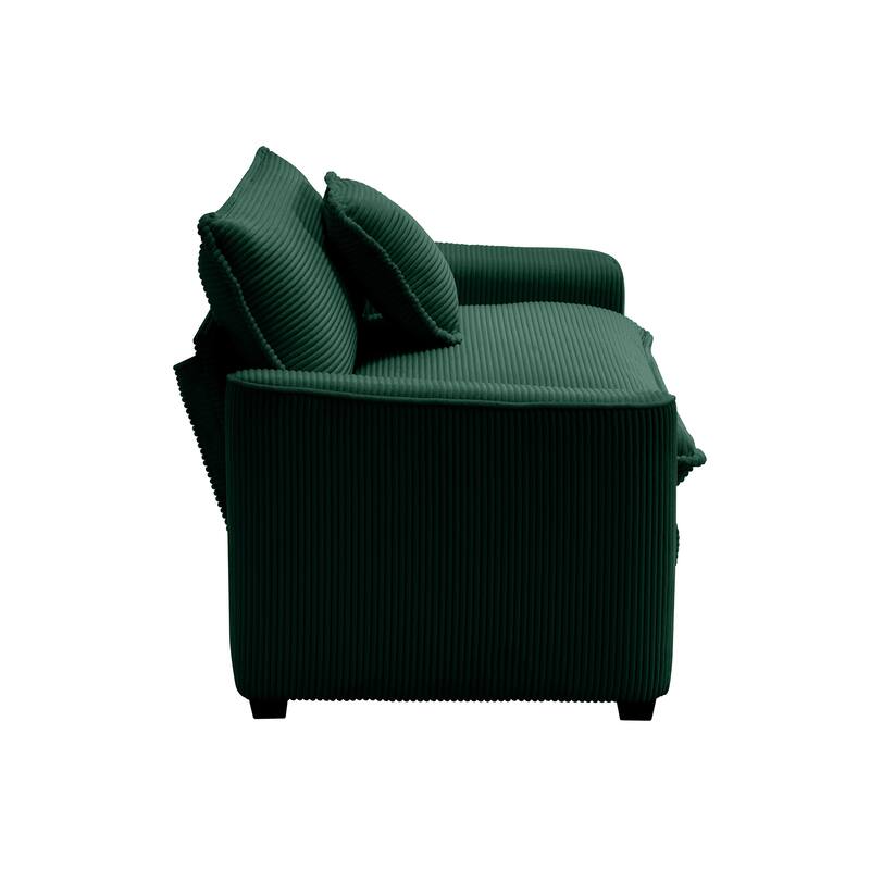 Corduroy Fabric Single Accent Sofa Chair with Pillow, Ergonomic Deep Seat Sofa for Livingroom