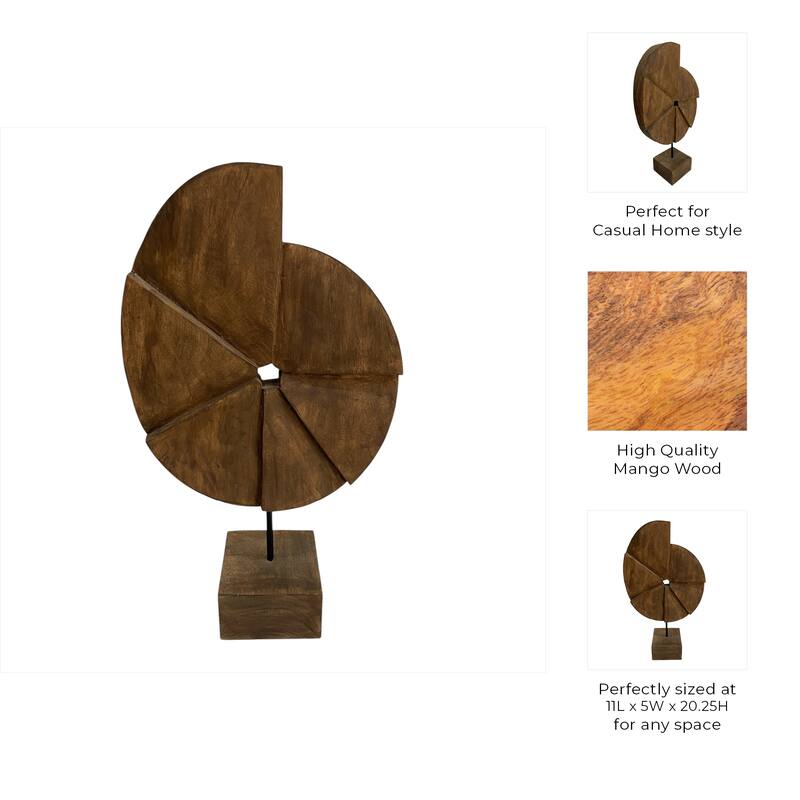 Wood Iron Sculpture Abstract Spiral Design Coastal Decor - 20" Brown - 11.5" x 5" x 20"