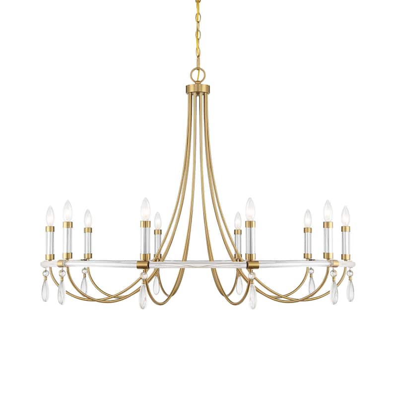 Savoy House 1-7712-10 Mayfair 10 Light 45" Wide Crystal Candle Style - Warm Brass / Chrome
