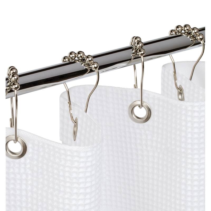 Creative Scents Waffle Fabric White Shower Curtain with Liner Set