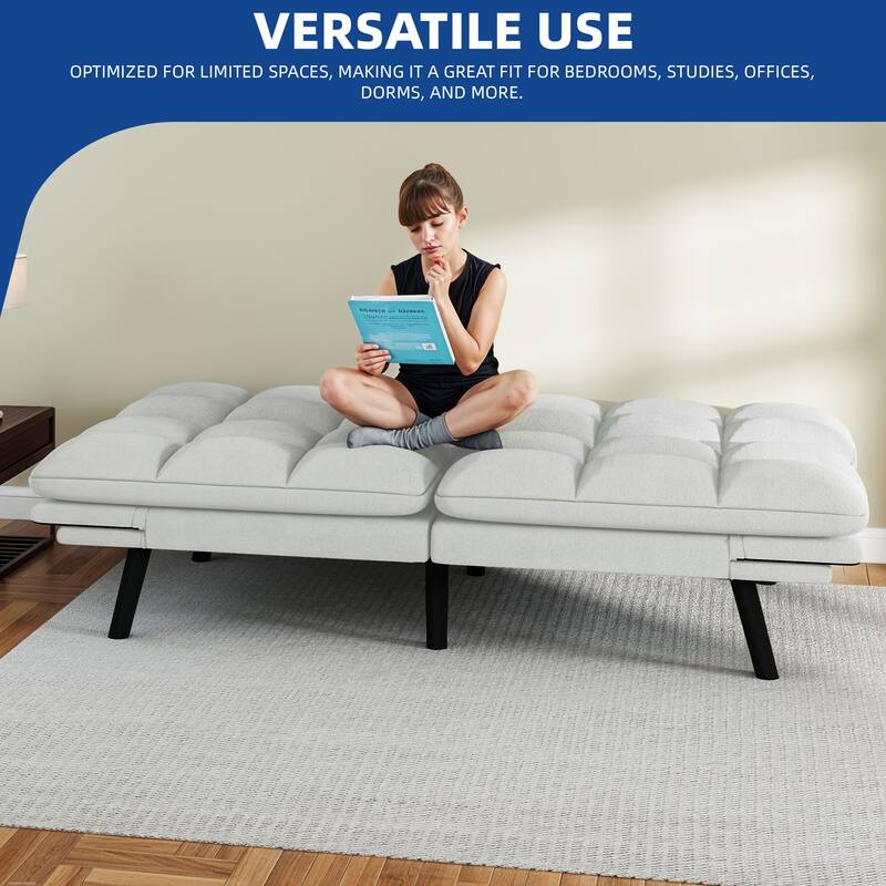 Moasis 70.8" Futon Sofa Bed Convertible Upholstered Couch Sleeper with Reclining Sleeper Split Tufted Back
