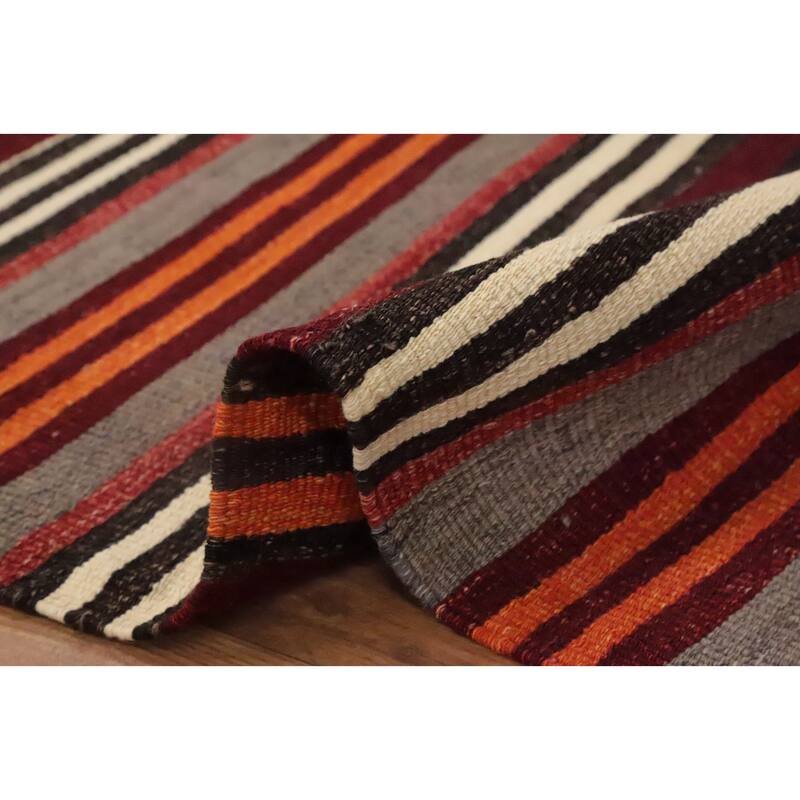 Hand Woven Oriental 100% Wool Carpet Southwestern Geometric Multi-Colored Kilim Area Rug - 10' 8'' X 5' 0''