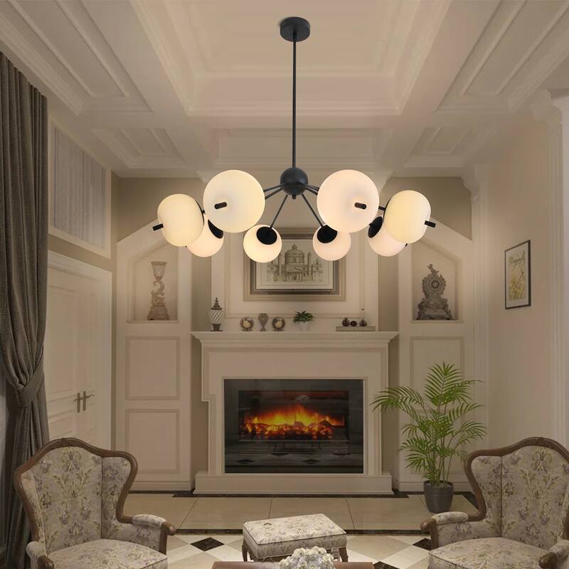 8-Light Black / Brass chandelier Bubble Chandelier - N/A