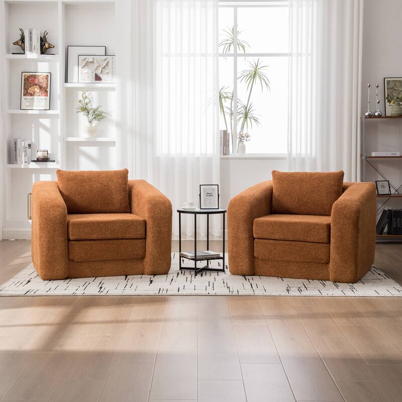 40" Convertible Chenille Floor Sofa Bed, Foldable Boneless Mattress Cloud Single Couch Lounge Chair with Armrest & Pillow