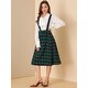 preview thumbnail 22 of 21, Women Vintage Plaid A-Line Overall Suspender Midi Skirt