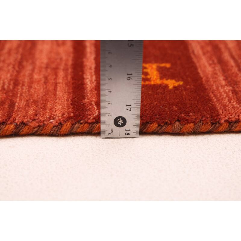 ECARPETGALLERY Hand Loomed Kashkuli Gabbeh Dark Copper Wool Rug - 6'8 x 9'9