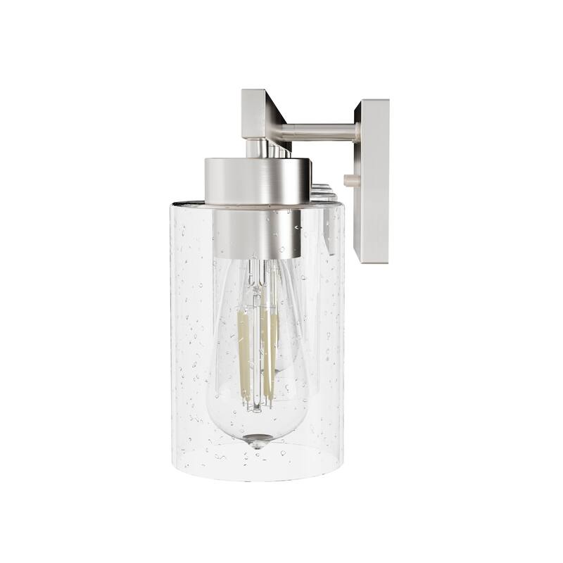 Hunter Hartland Bathroom Vanity Wall Light, Damp Rated - Transitional, Rustic, Contemporary - Clear Seeded Glass