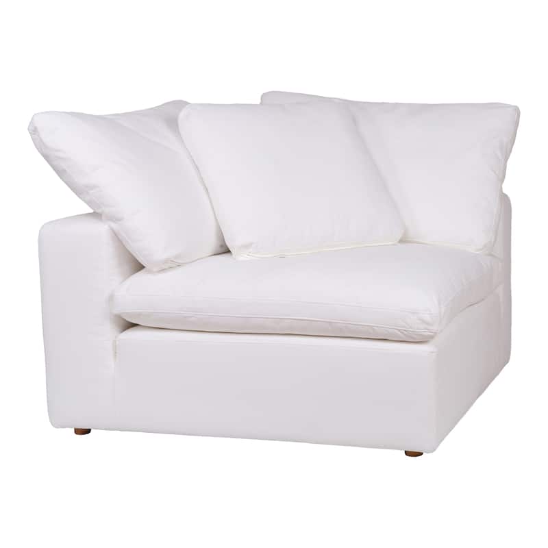 Aurelle Home Corbin Modern Modular Sectional Piece - Corner Chair - Livesmart Fabric White