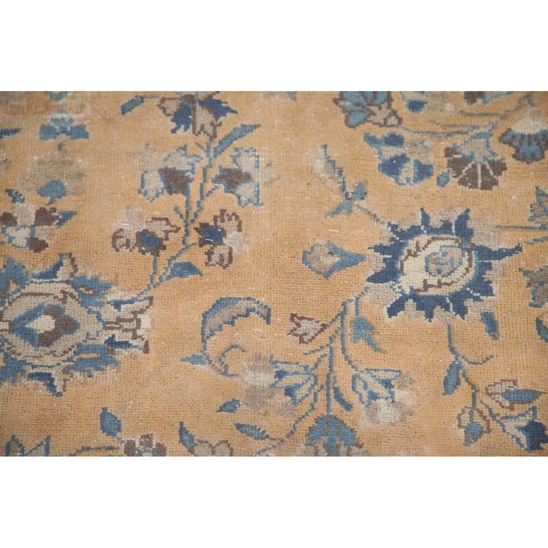 Hand Knotted Oriental 100% Wool Carpet Traditional Floral Oranges & Rust Mashad Area Rug - 11' 2'' X 8' 5''