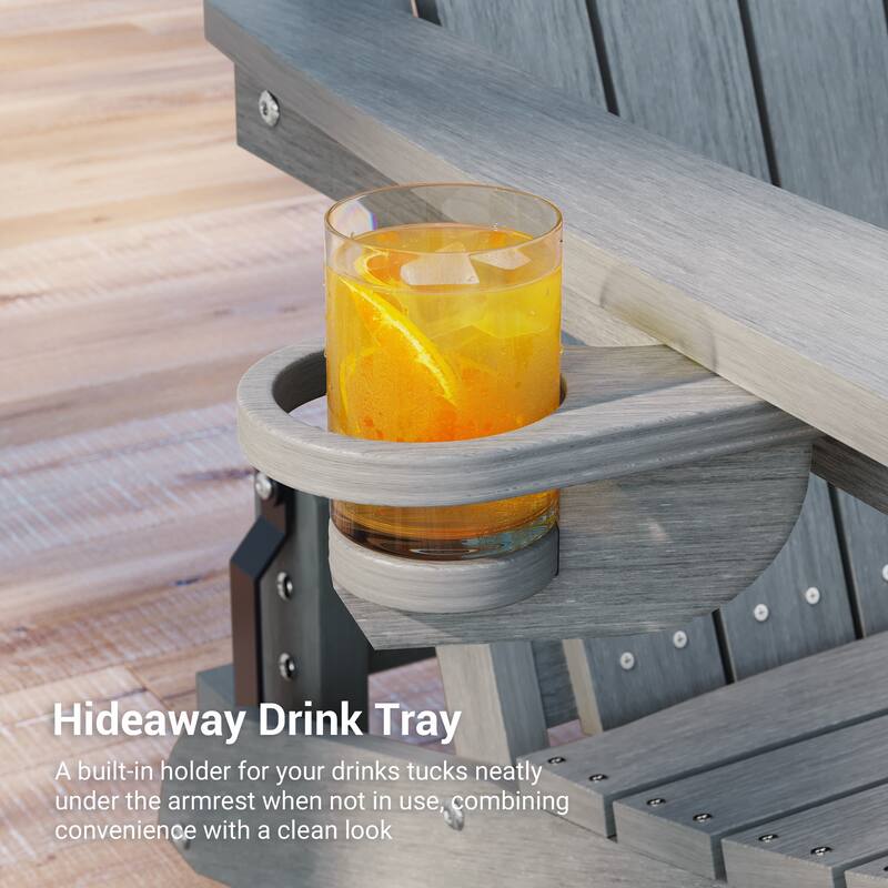 Glider Adirondack Chair 3-Position Adjustable, HDPE Wood-Like Texture