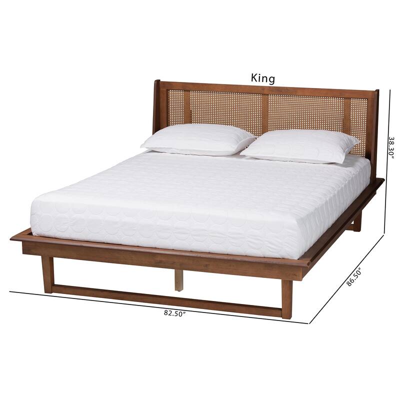 Aveena Mid-Century Modern Walnut Brown Finished Wood Platform Bed
