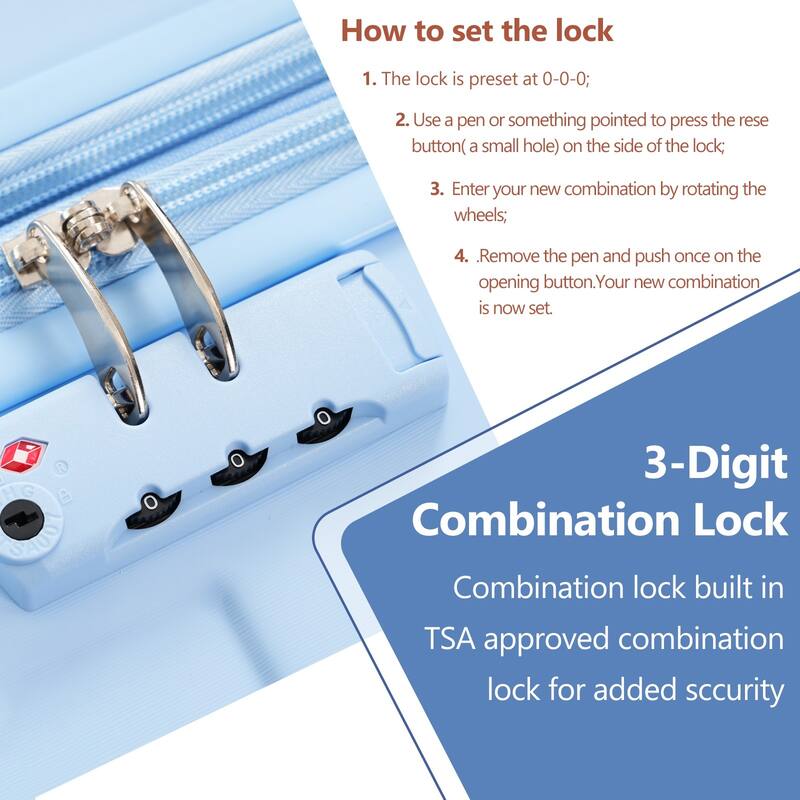 Hardshell Luggage, Lightweight Durable ABS Suitcases with Double Wheels