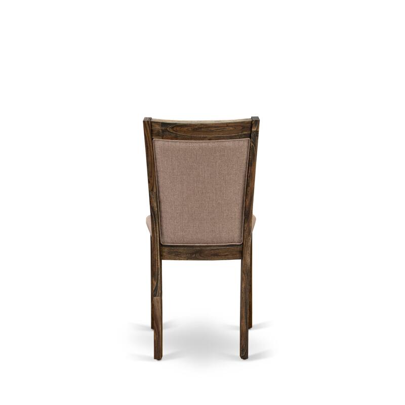 East West Furniture Dining Set- a Dining Table and Dark Khaki Linen Fabric Parson Chairs, Distressed Jacobean(Pieces Options)