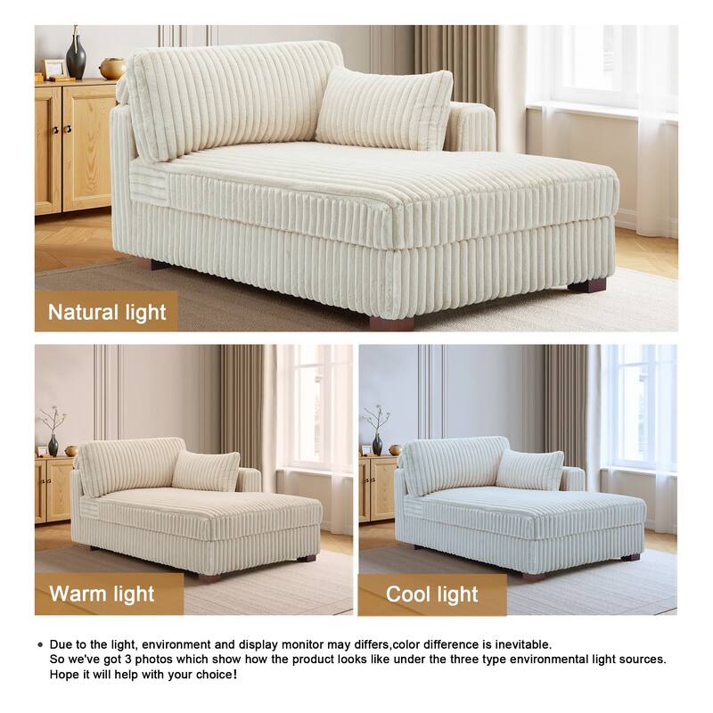 UIXE Modern Plush Corduroy Indoor Chaise Lounge Chair