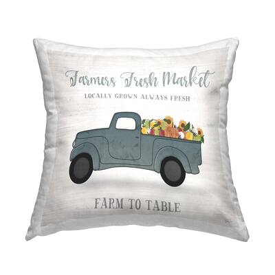 Stupell Industries Locally Grown Autumn Flowers Pumpkins Printed Throw Pillow by Natalie Carpentieri