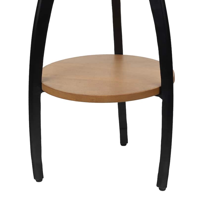 Ollie 24.5" Metal Tripod End Table w/ Marble Top & Wood Undershelf, By JONATHAN Y