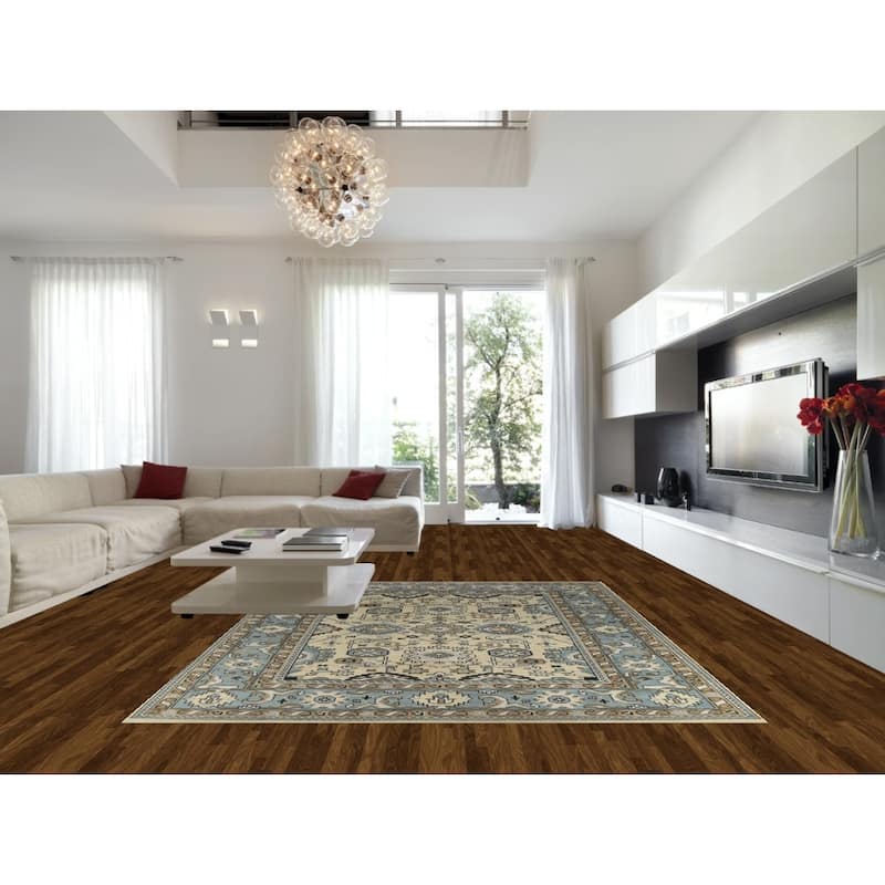 Oushak Area Rug Handmade Transitional Beige Wool Carpet - 9'2" x 11'11"