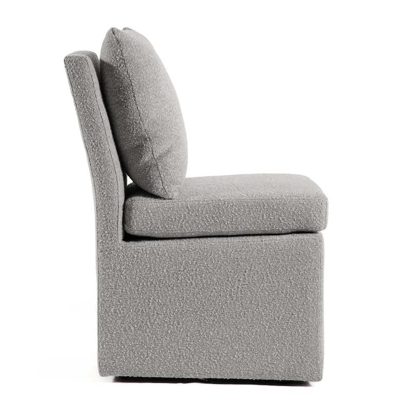 Furniture of America Salantes Modern Boucle Chenille Side Chair with Casters