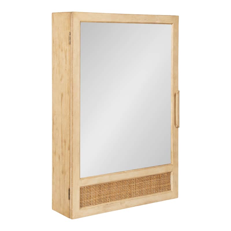 Kate and Laurel Ori Rattan Mirror Vanity Cabinet - 20x30 - Natural