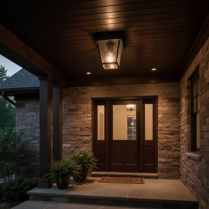 1 Light Outdoor Ceiling Lantern in Oil Rubbed Bronze