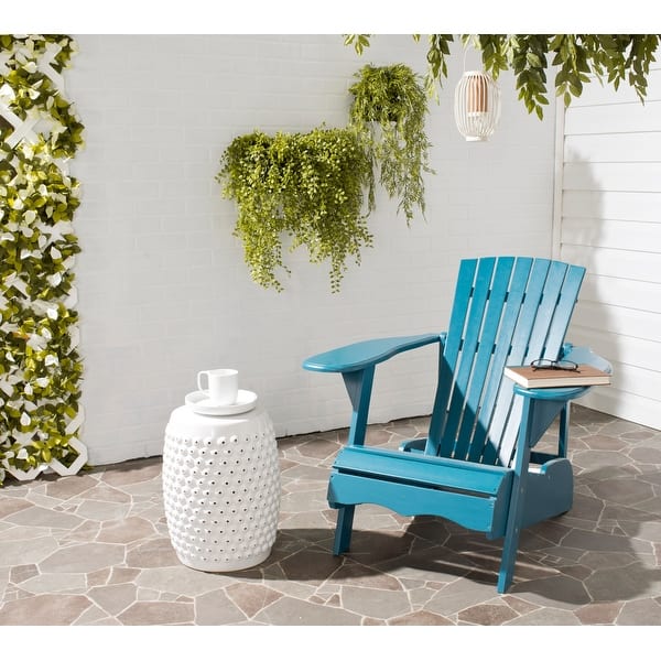 slide 1 of 6, SAFAVIEH Outdoor Living Mopani Adirondack Blue Acacia Wood Chair