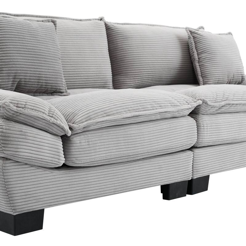 Corduroy Couch Loveseat Sofa with Pillows,Comfy Upholstered Deep Seat Sofa for Bedroom,Living Room,Office